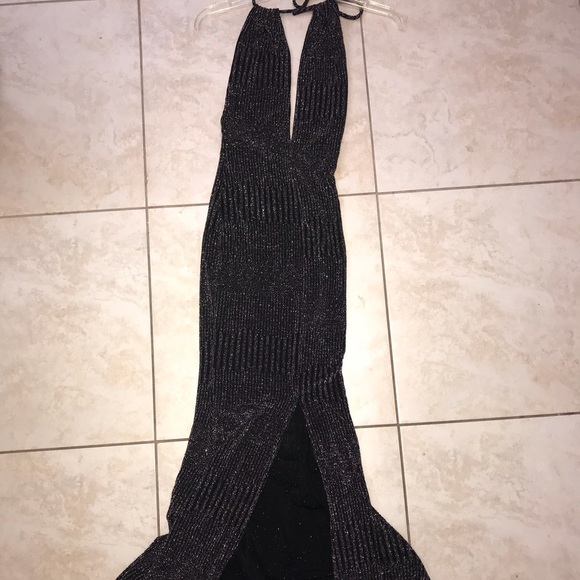 Black Long Halter Dress - Picture 2 of 7